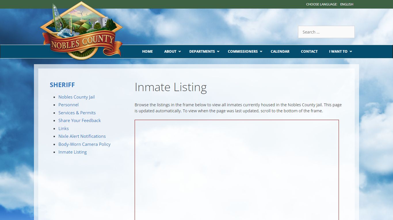 Inmate Listing – Nobles County Minnesota